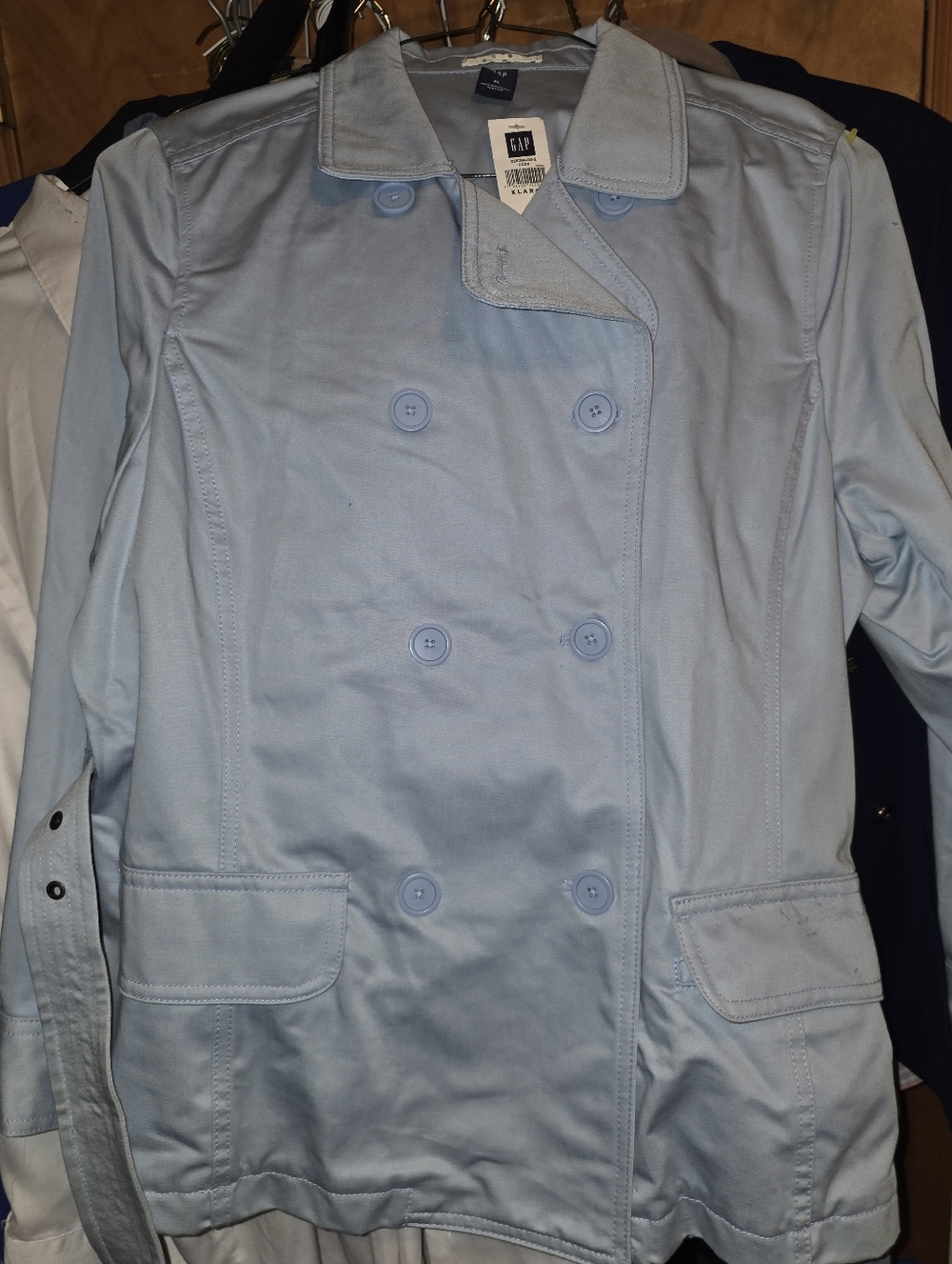 GAP Light Blue Double-Breasted Trench Coat
